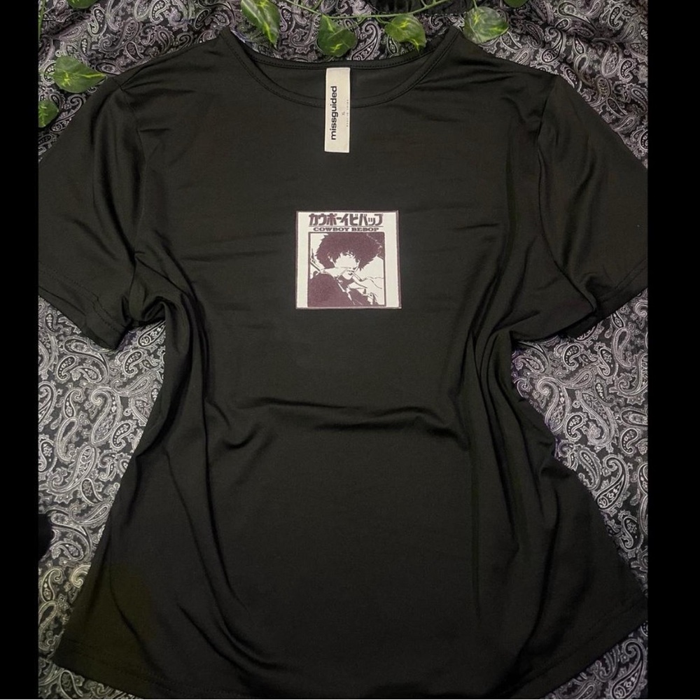 Missguided Black Cowboy Bepop Anime Graphic Tee